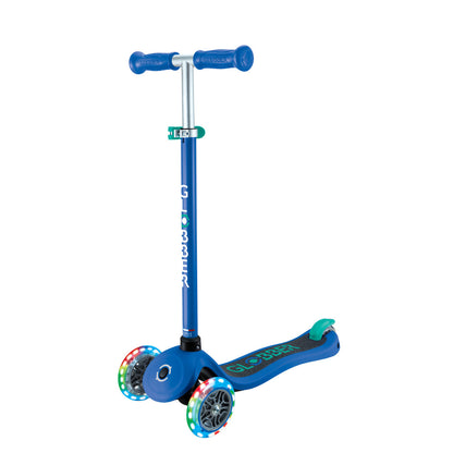Globber - PRIMO  Scooter with Lights and Griptape - Navy Blue/ Emerald Green