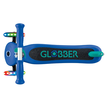 Globber - PRIMO  Scooter with Lights and Griptape - Navy Blue/ Emerald Green