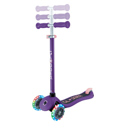 Globber - PRIMO Scooter with Lights and Griptape - Purple/ Pastel Pink