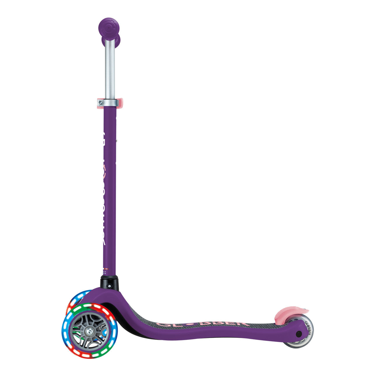 Globber - PRIMO Scooter with Lights and Griptape - Purple/ Pastel Pink