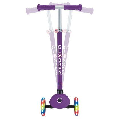 Globber - PRIMO Scooter with Lights and Griptape - Purple/ Pastel Pink