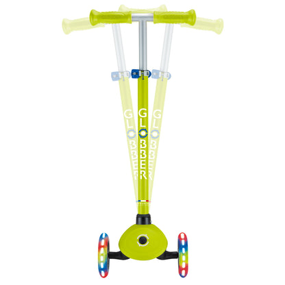 Globber - PRIMO Scooter with Lights and Griptape - Lime Green/ Navy Blue