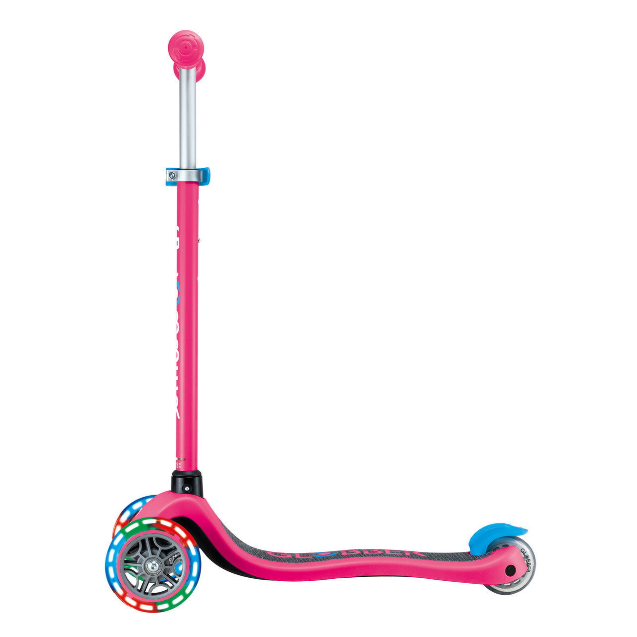 Globber PRIMO V2 Scooter with Lights and Griptape - Fuchsia / Sky Blue