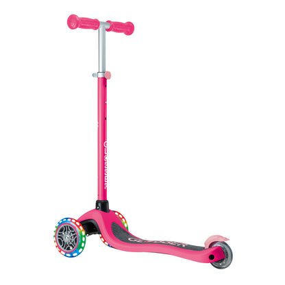 Globber PRIMO V2 Scooter with Lights and Griptape - Fuchsia / Pastel Pink