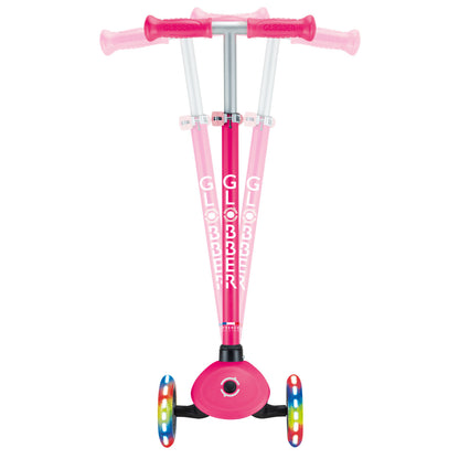 Globber PRIMO V2 Scooter with Lights and Griptape - Fuchsia / Pastel Pink