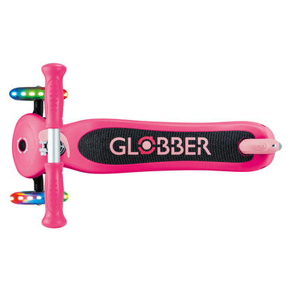 Globber PRIMO V2 Scooter with Lights and Griptape - Fuchsia / Pastel Pink
