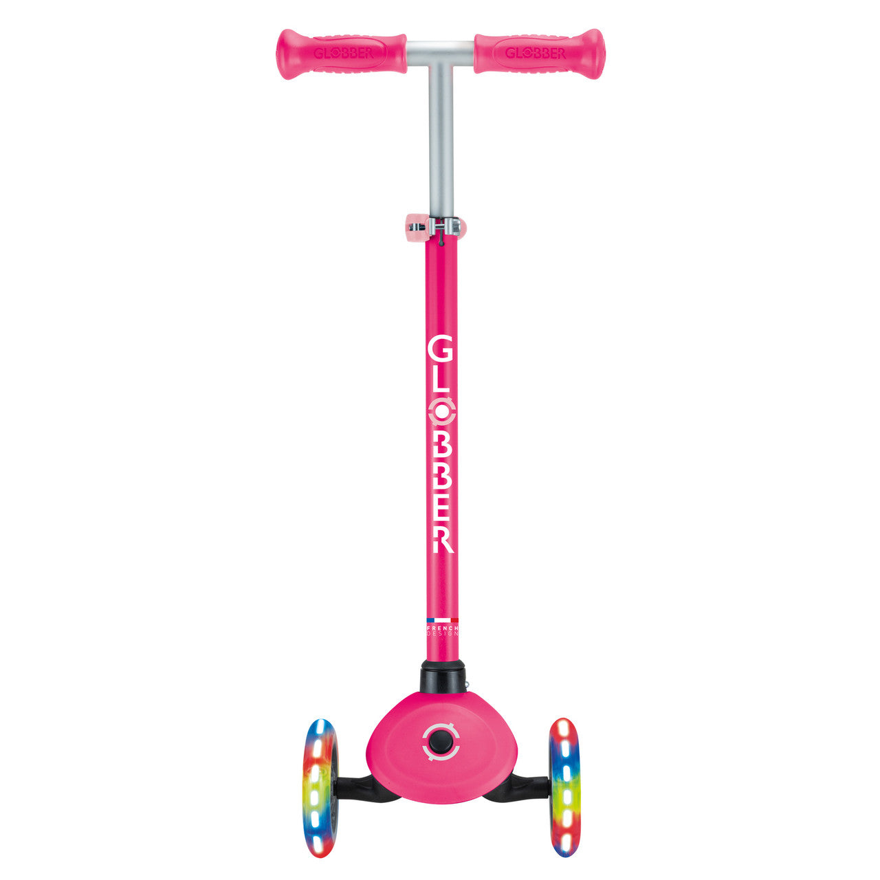 Globber PRIMO V2 Scooter with Lights and Griptape - Fuchsia / Pastel Pink