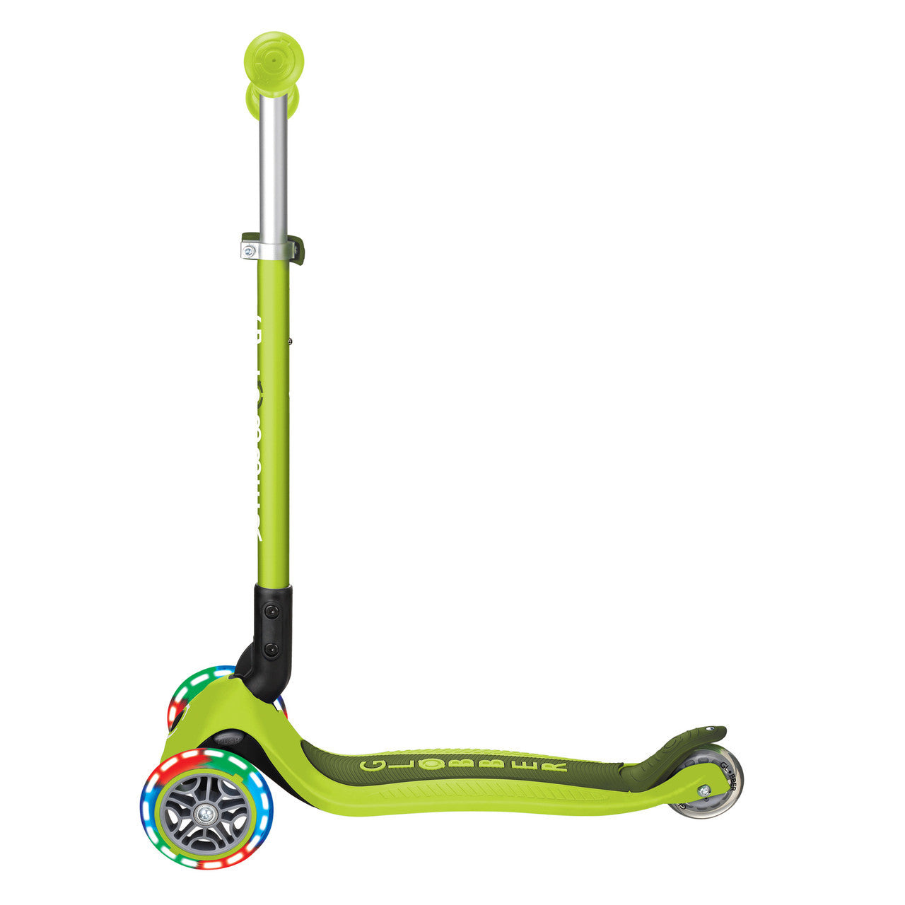 Globber PRIMO FOLDABLE LIGHTS: 3 Wheel Scooter - Lime Green