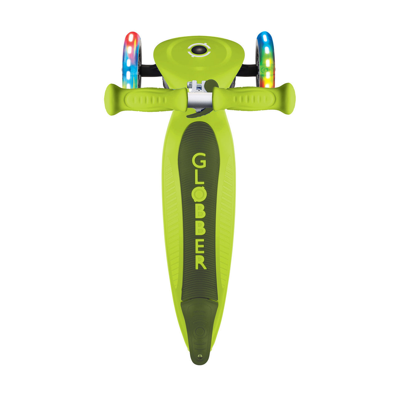 Globber PRIMO FOLDABLE LIGHTS: 3 Wheel Scooter - Lime Green