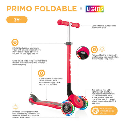 Globber - PRIMO FOLDABLE LIGHTS - Neon Pink