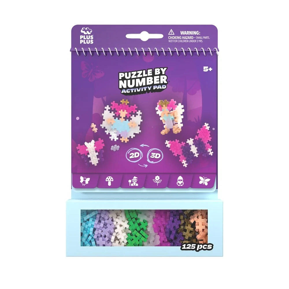 Plus-Plus Activity Pad Puzzle by Number Enchanted Forest PP4348 with 125 colourful building pieces and magical woodland designs