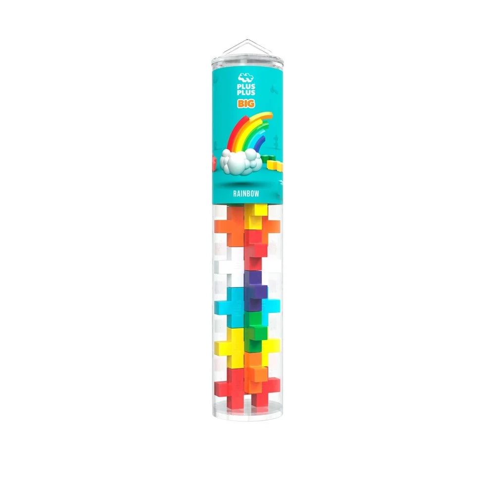 Plus-Plus BIG Rainbow 15 Piece Tube with oversized colourful STEM building blocks for toddlers