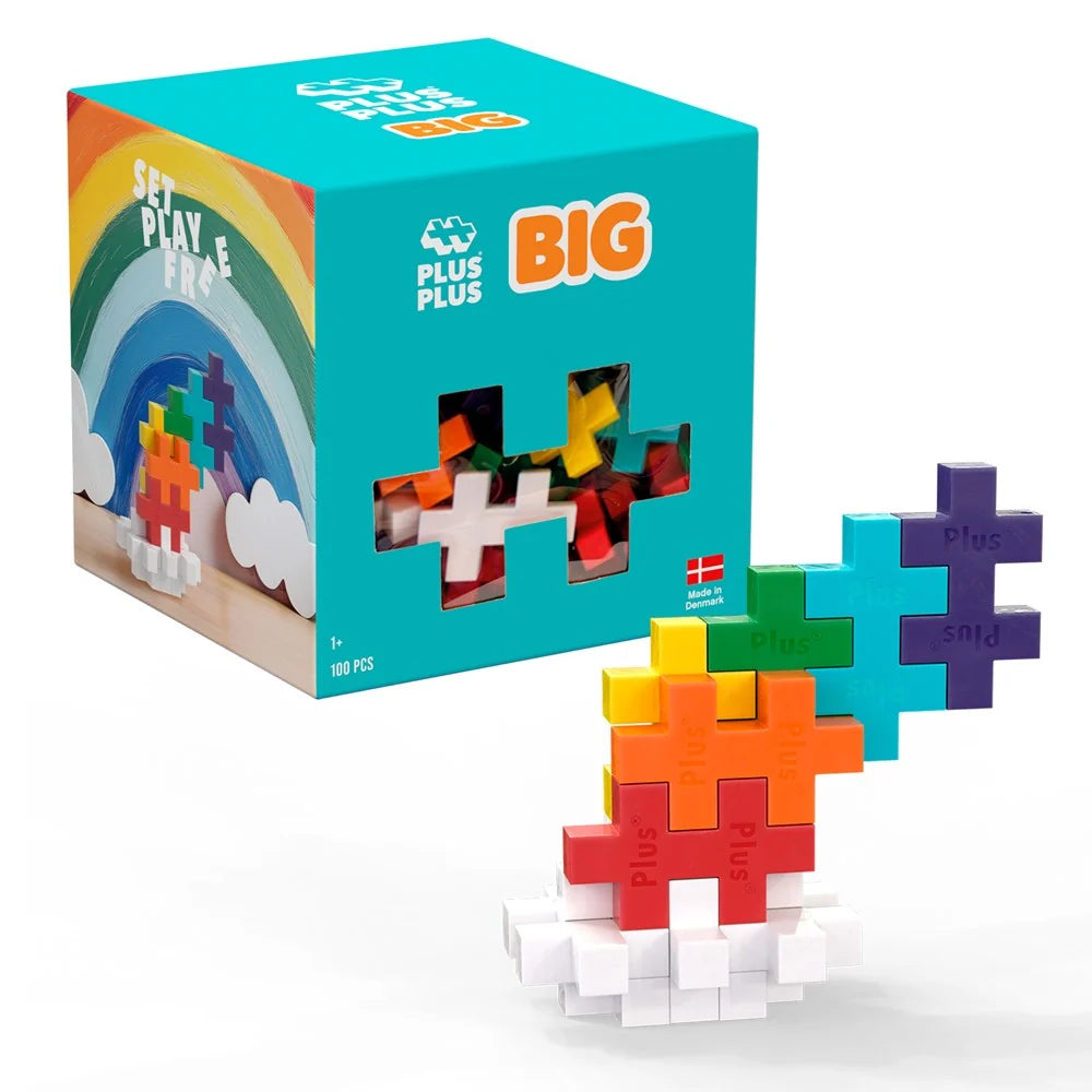 Plus-Plus BIG Rainbow Mix 100-piece construction set with oversized colourful building pieces for toddlers