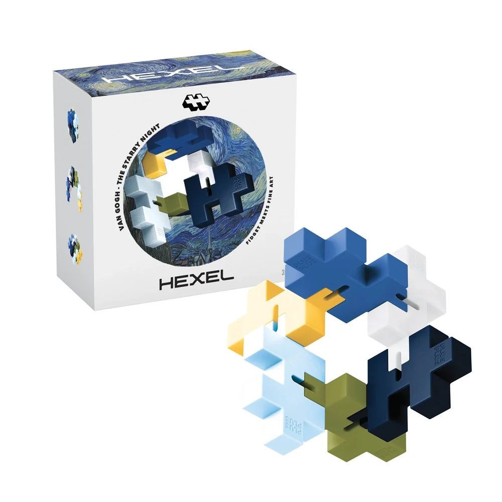 Plus-Plus HEXEL Van Gogh The Starry Night PP4363 art-inspired sensory fidget toy with six connected colourful pieces