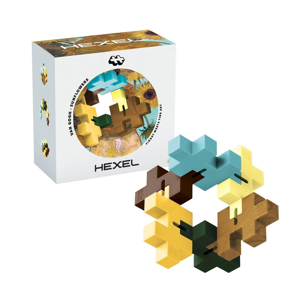 Plus-Plus HEXEL Van Gogh Sunflowers PP4364 flexible art-inspired fidget toy in Sunflowers colour palette