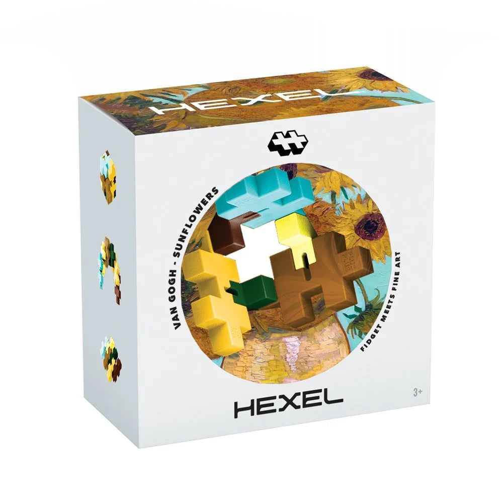 Plus-Plus HEXEL Van Gogh Sunflowers PP4364 flexible art-inspired fidget toy in Sunflowers colour palette