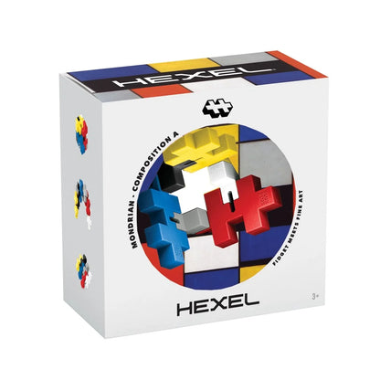 Plus-Plus HEXEL Mondrian Composition A flexible sensory fidget toy inspired by Piet Mondrian with six interconnected colourful pieces
