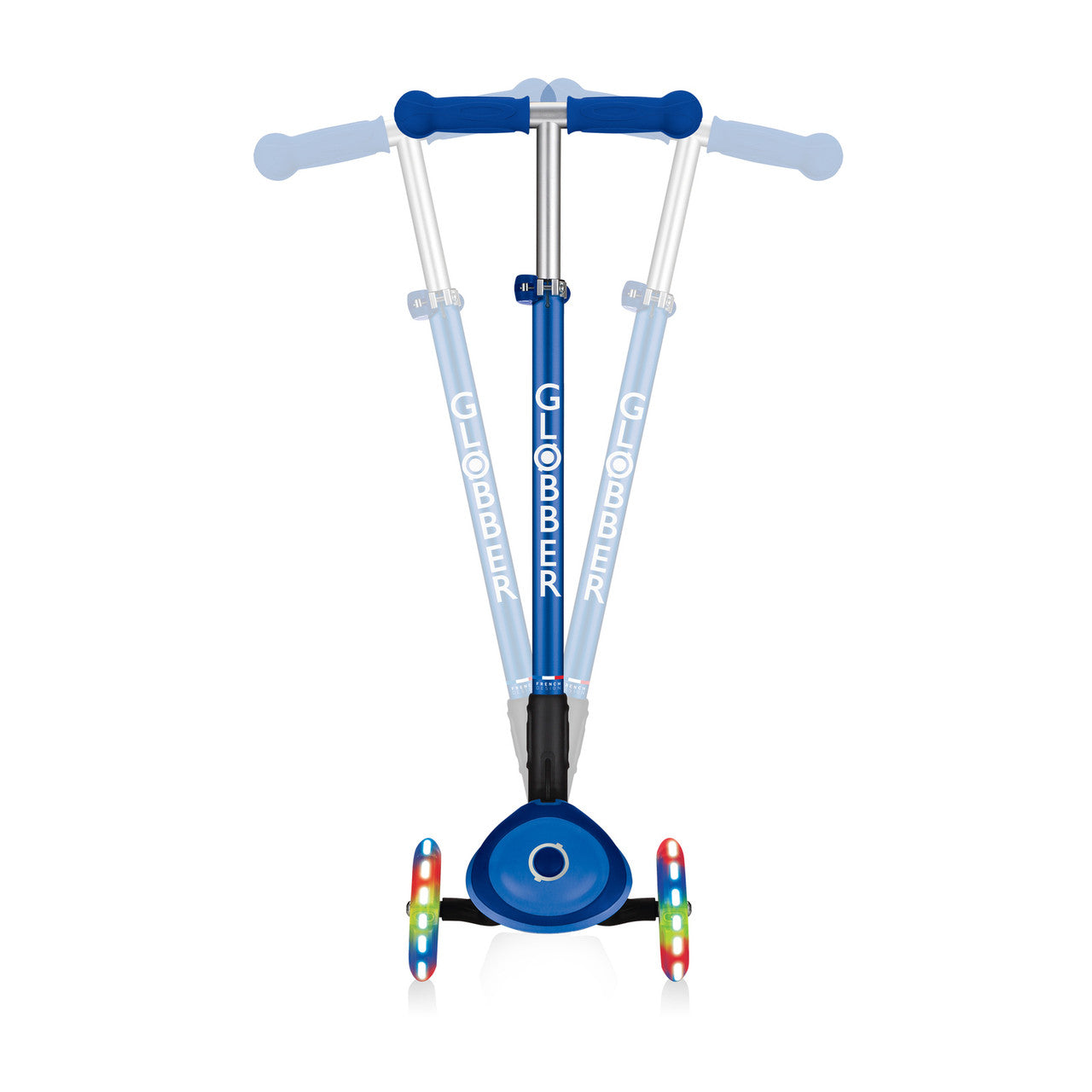 Globber PRIMO Foldable Plus  Scooter with Light Up Wheels - Navy Blue