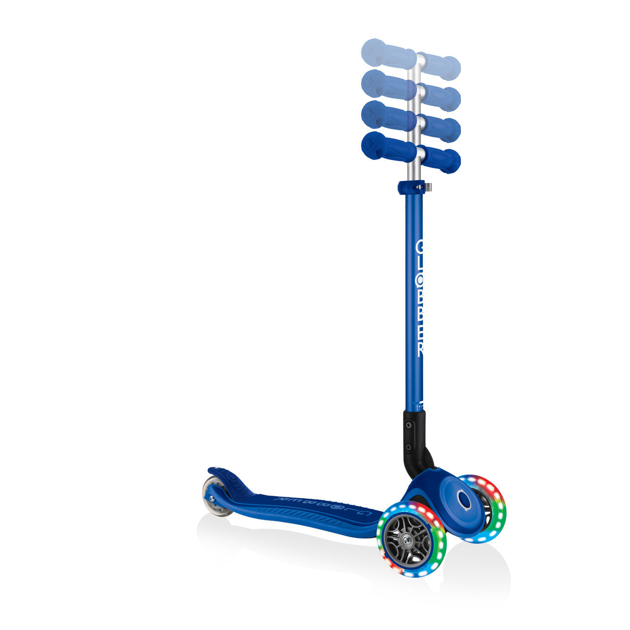 Globber PRIMO Foldable Plus  Scooter with Light Up Wheels - Navy Blue