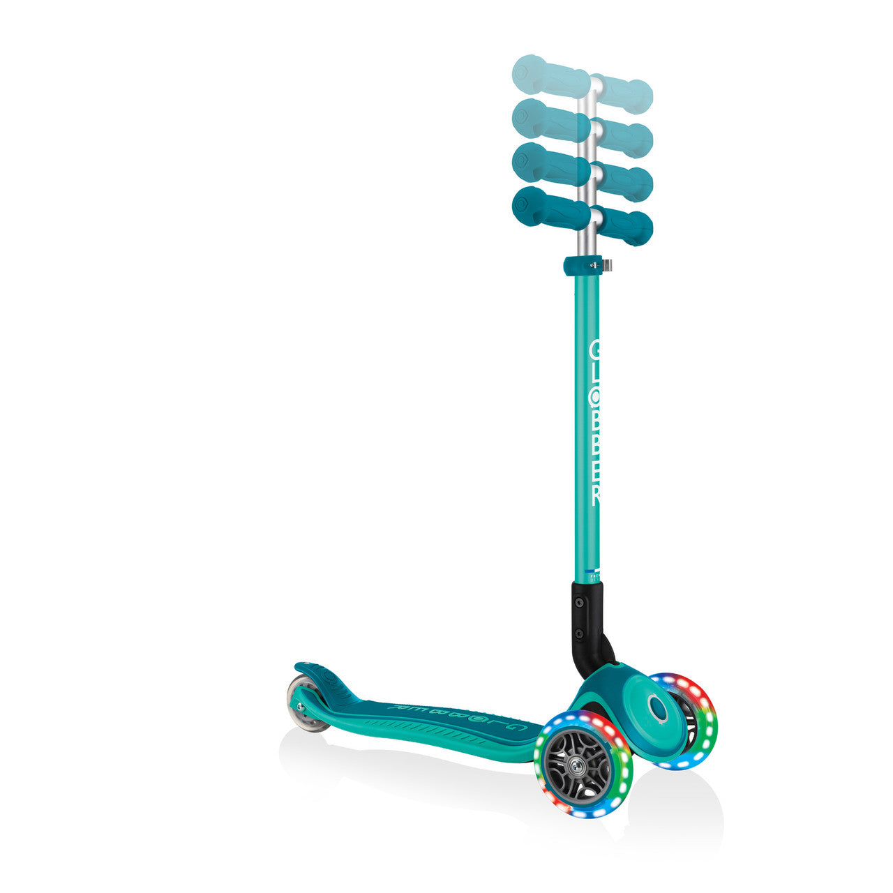 Globber PRIMO Foldable Plus  Scooter with Light Up Wheels - Emerald Green