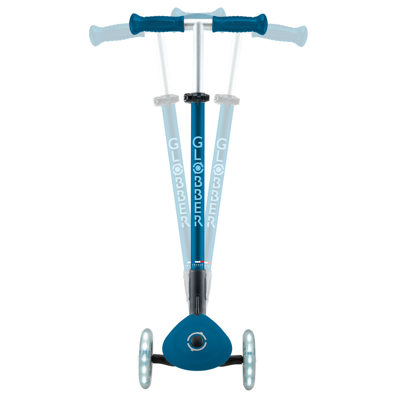 Globber - PRIMO FOLDABLE PLUS  Scooter with Lights  - Petrol Blue/Light Blue