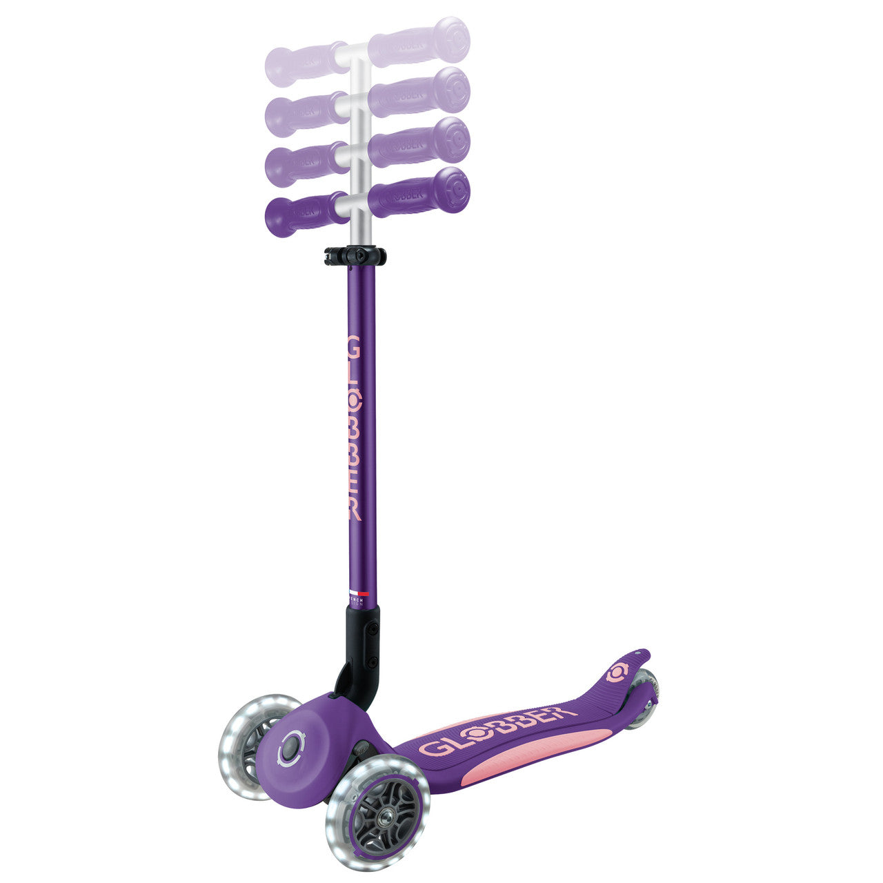 Globber - PRIMO FOLDABLE PLUS Scooter with Lights - Purple/Pastel Pink