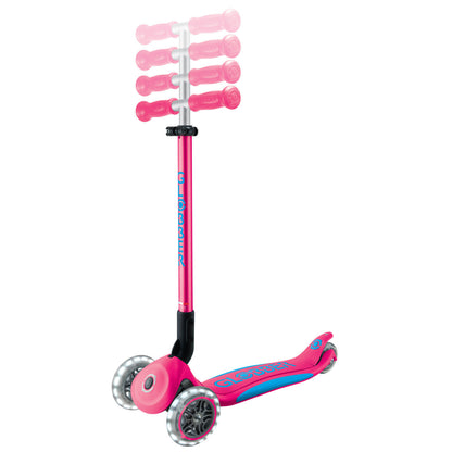 Globber - PRIMO FOLDABLE PLUS  Scooter with Lights - Fushia Pink/ Sky Blue