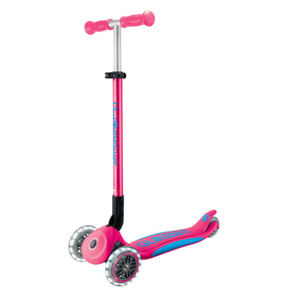 Globber - PRIMO FOLDABLE PLUS  Scooter with Lights - Fushia Pink/ Sky Blue