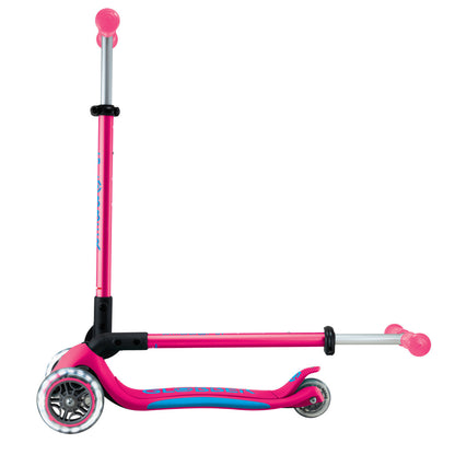 Globber - PRIMO FOLDABLE PLUS  Scooter with Lights - Fushia Pink/ Sky Blue