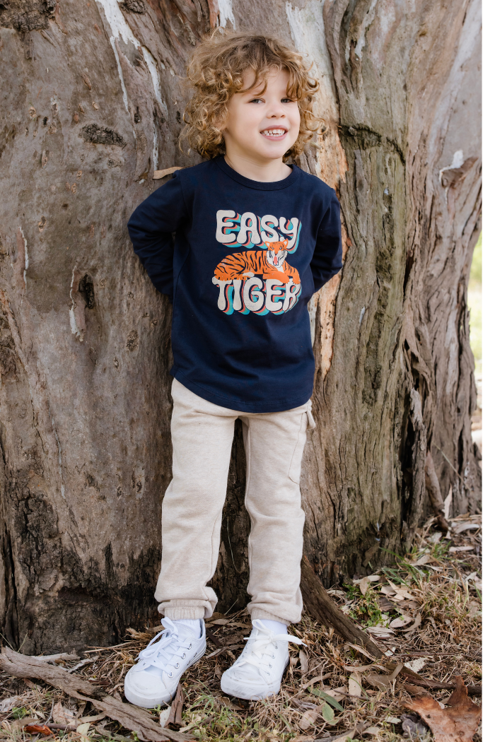 Milky - Easy Tiger Long Sleeve Tee (Sizes 2-7)