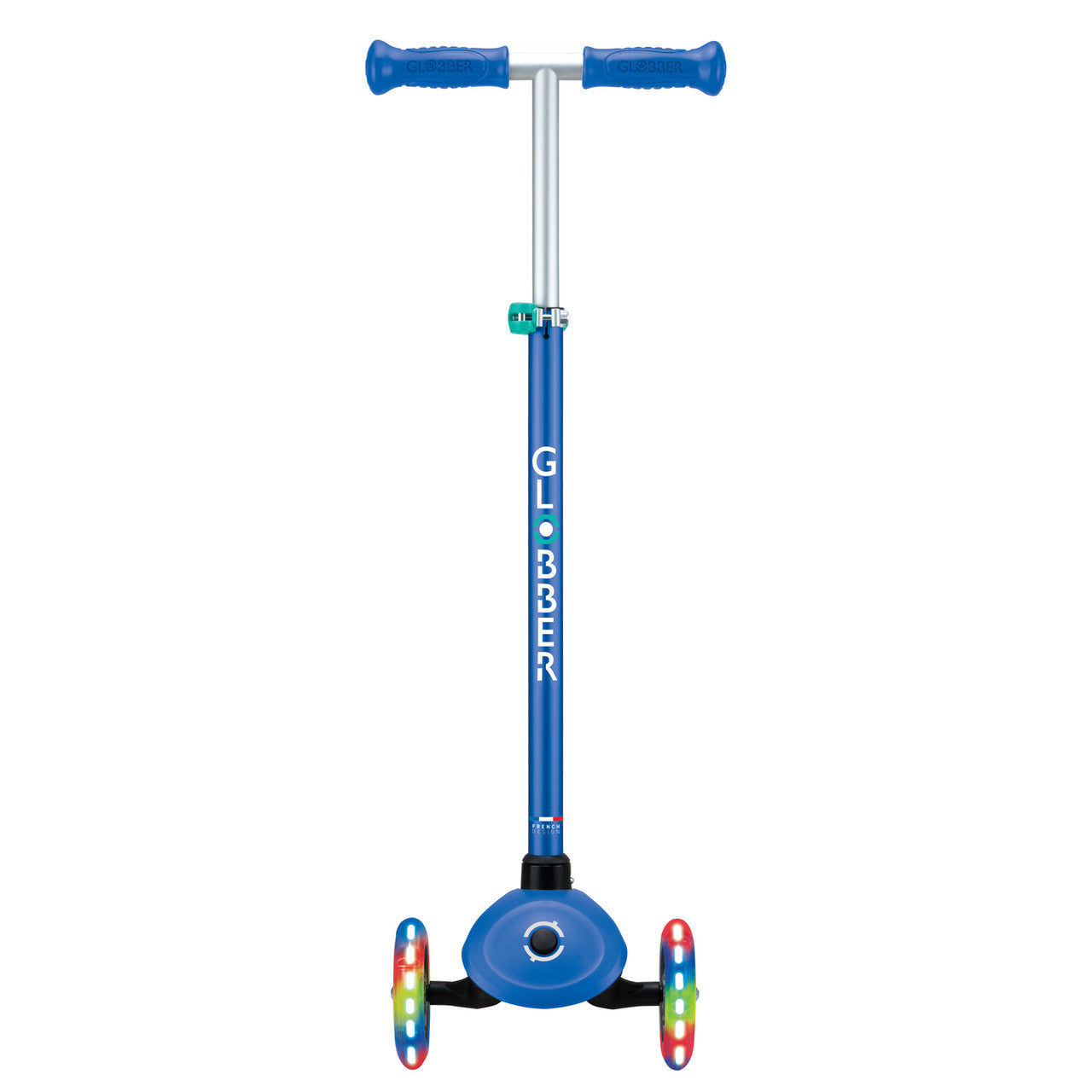 Globber Primo PLUS with LIGHTS 3 Wheel Scooter - Navy Blue/ Emerald Green