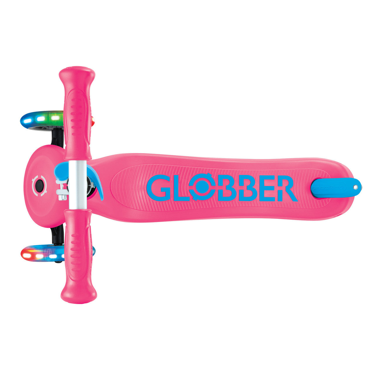 Globber Primo PLUS with LIGHTS 3 Wheel Scooter - Fuchsia Pink / Sky Blue
