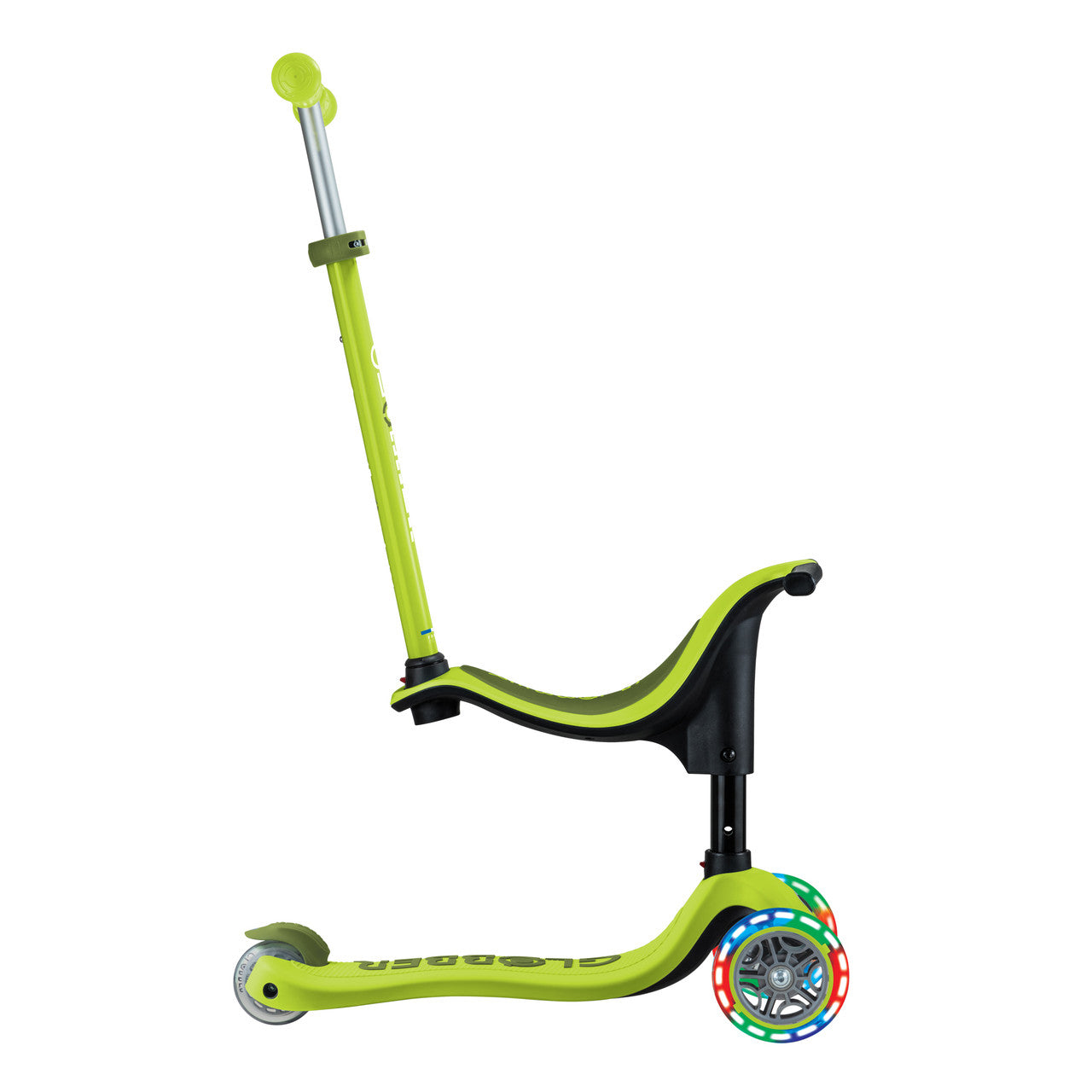 Globber - GO UP SPORTY Lights Scooter - Lime Green/Khaki