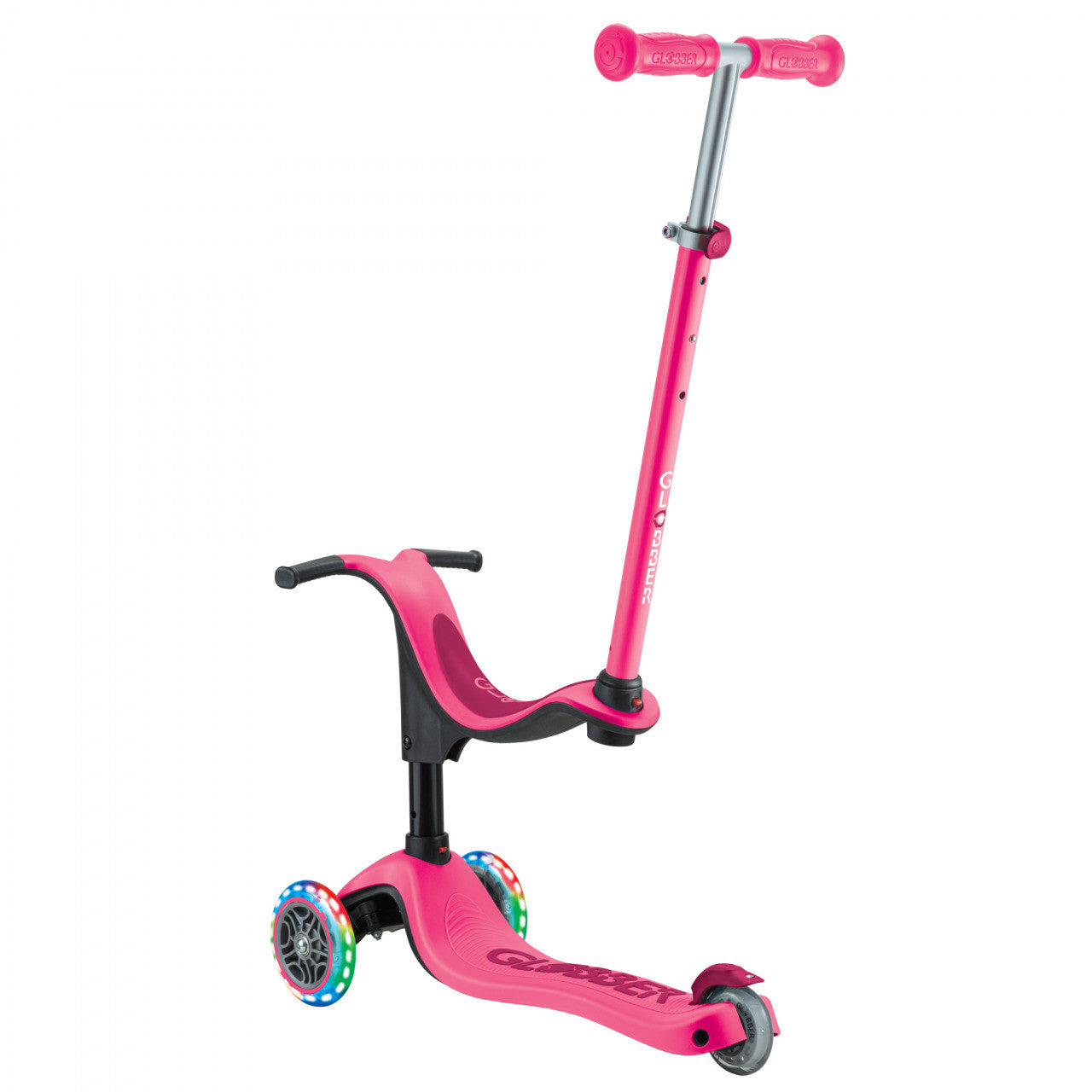 Globber - GO UP SPORTY Lights Scooter - Fuchsia Pink/ Dark Pink