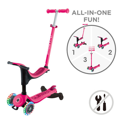 Globber - GO UP SPORTY Lights  360 - Fuchsia/Dark Pink