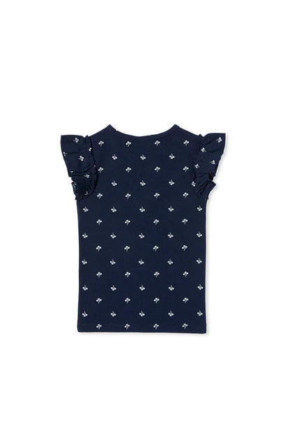 Navy Floral Rib Tee