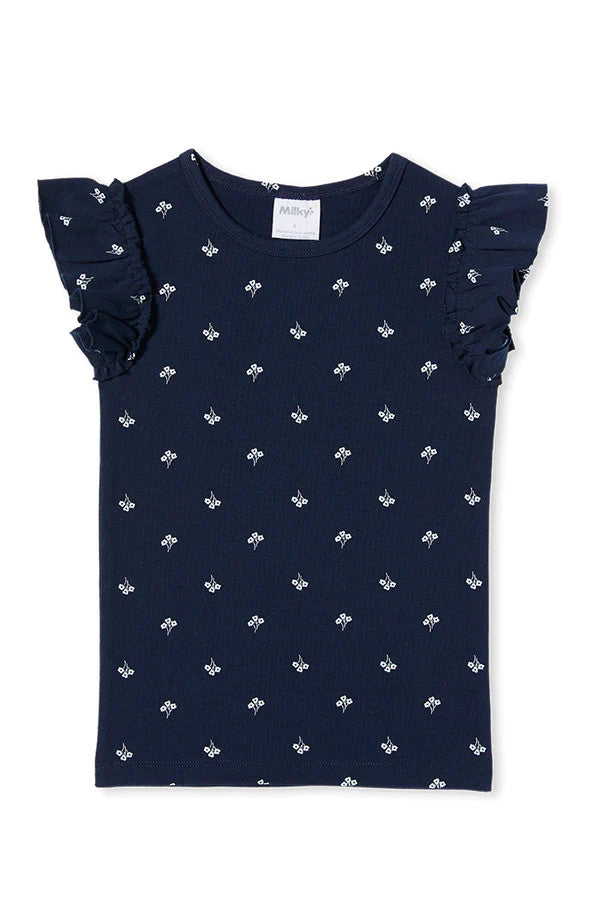 Navy Floral Rib Tee