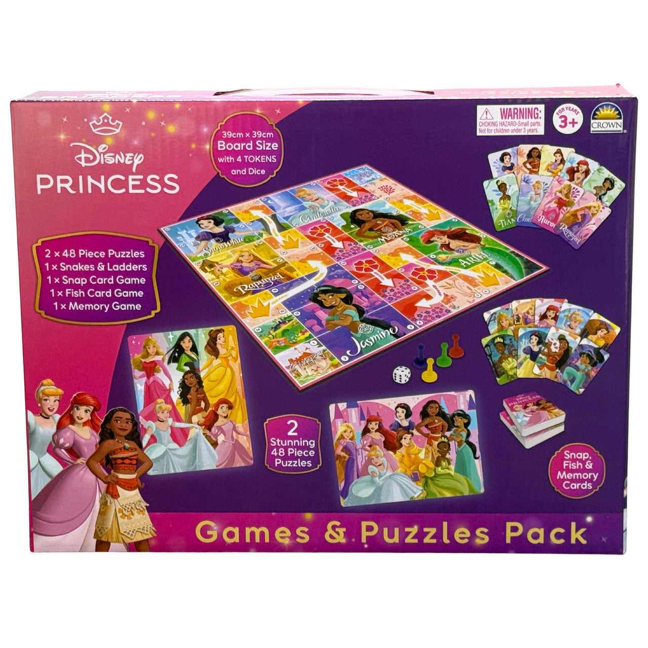 Disney Princess games and puzzles pack featuring puzzles, card games and princess board game activities