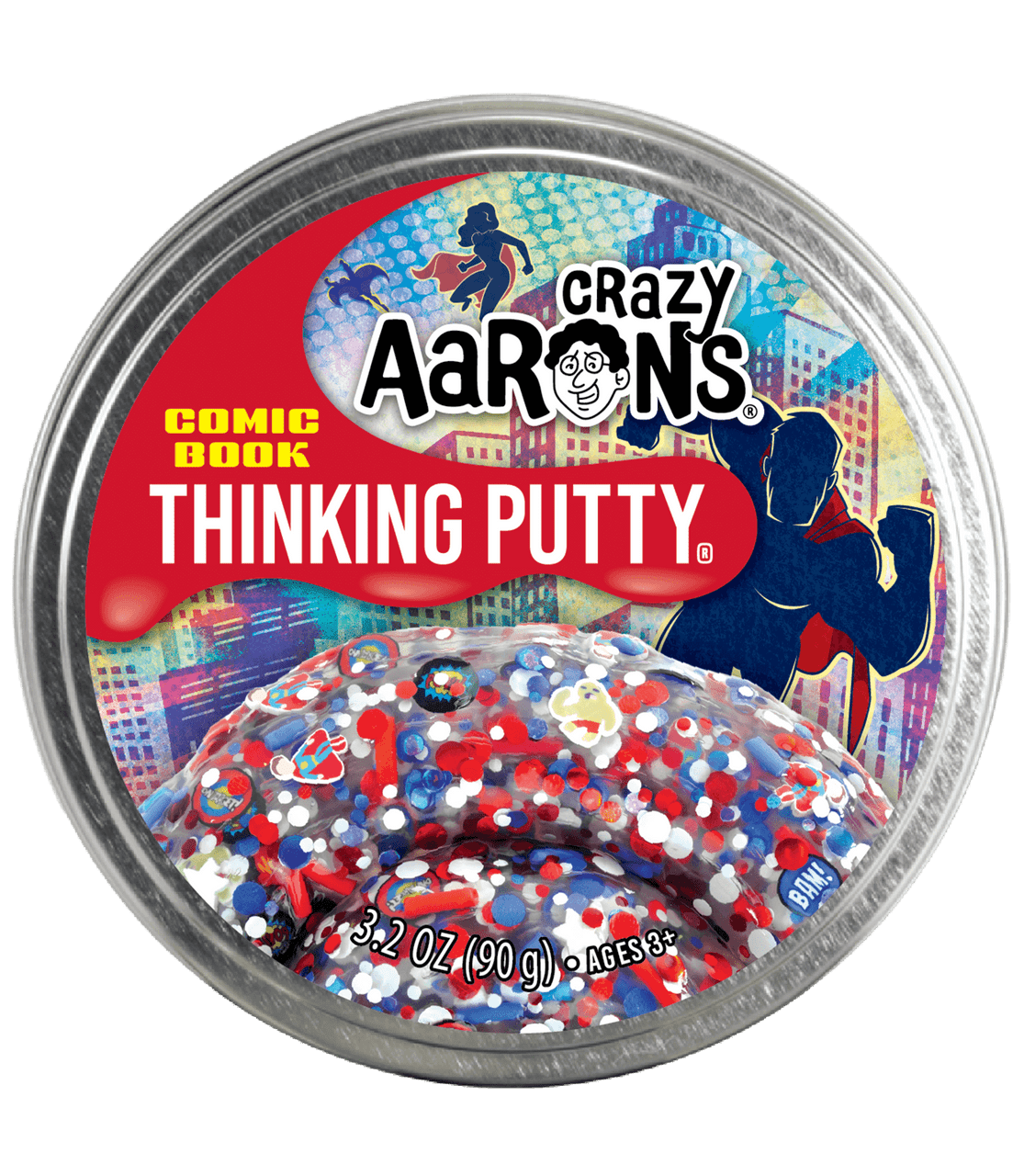 Crazy Aaron's  Thinking Putty- Trendsetters - Comic Book - 4" Tin