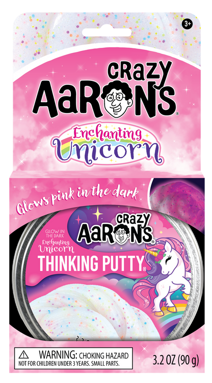 Crazy Aaron's Thinking Putty - Enchanting Unicorn Glowbrights 4" Tin