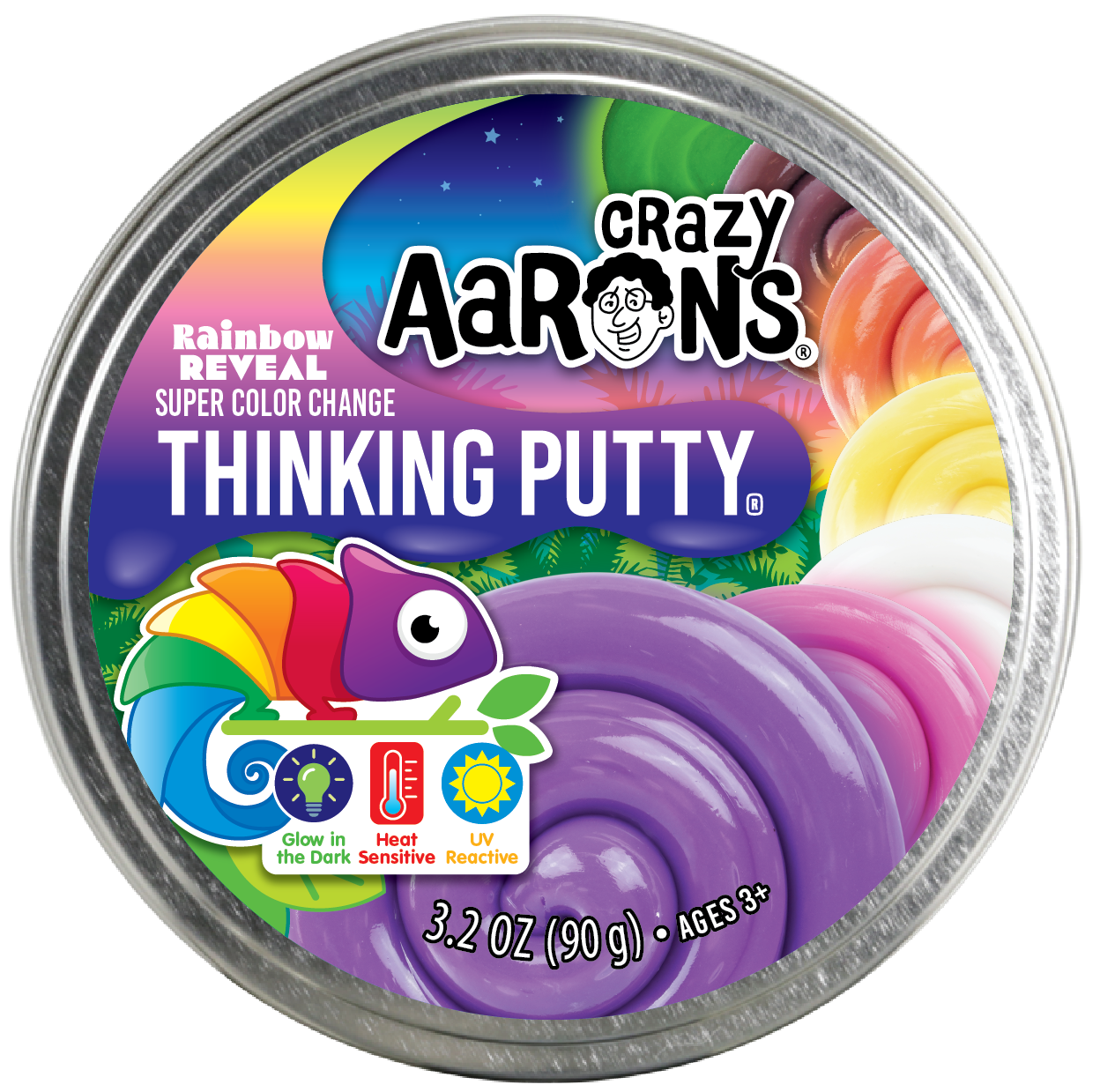 Crazy Aaron's  Thinking Putty - Rainbow Reveal 4" Tin