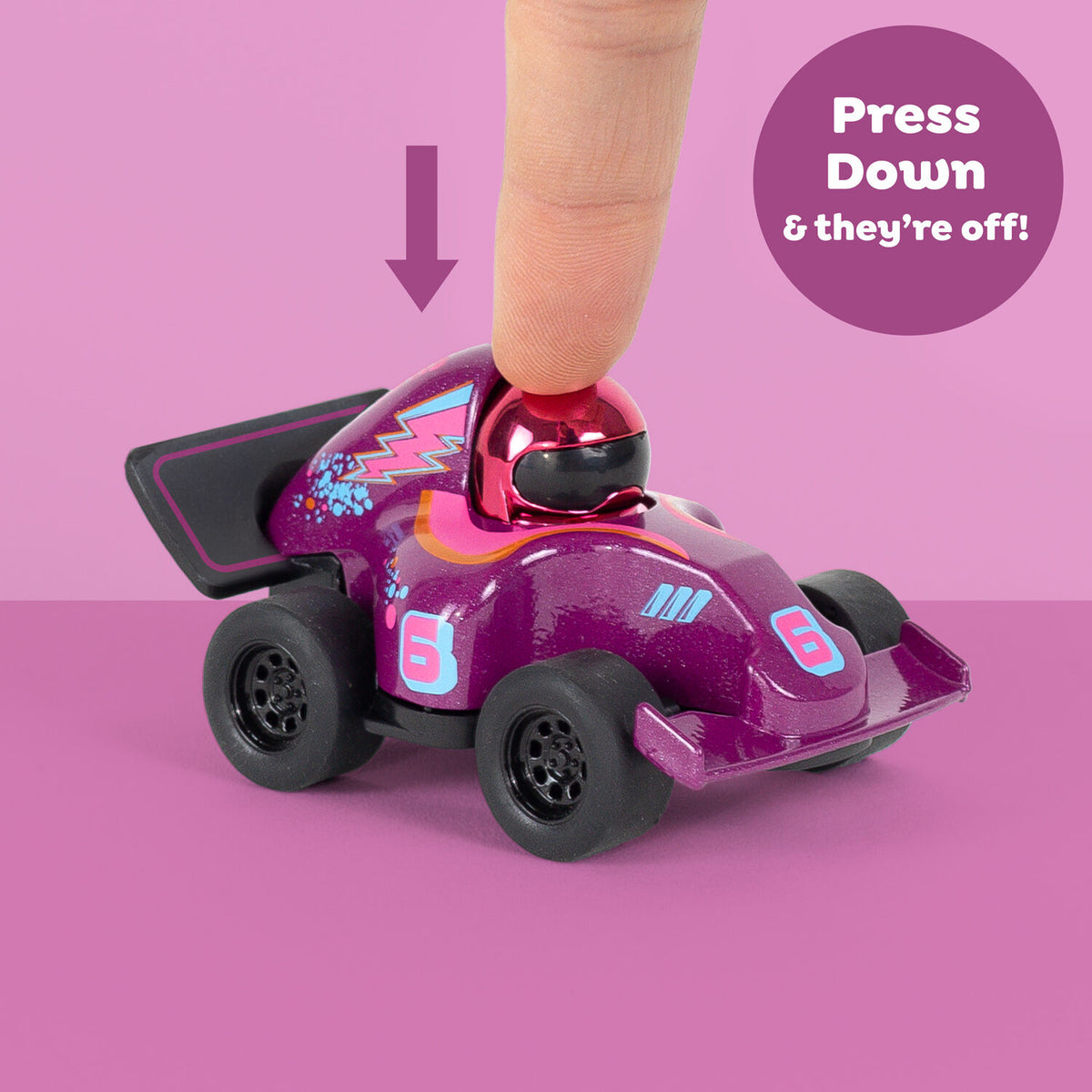 Tiger Tribe Presto Racers - Stellar Pink Purple Press - Down Racing Car