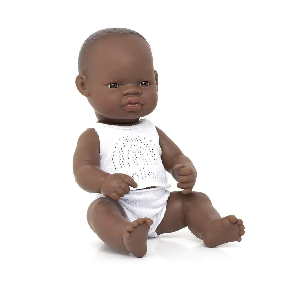 Miniland Doll 32cm - African Girl Baby Doll in Underwear