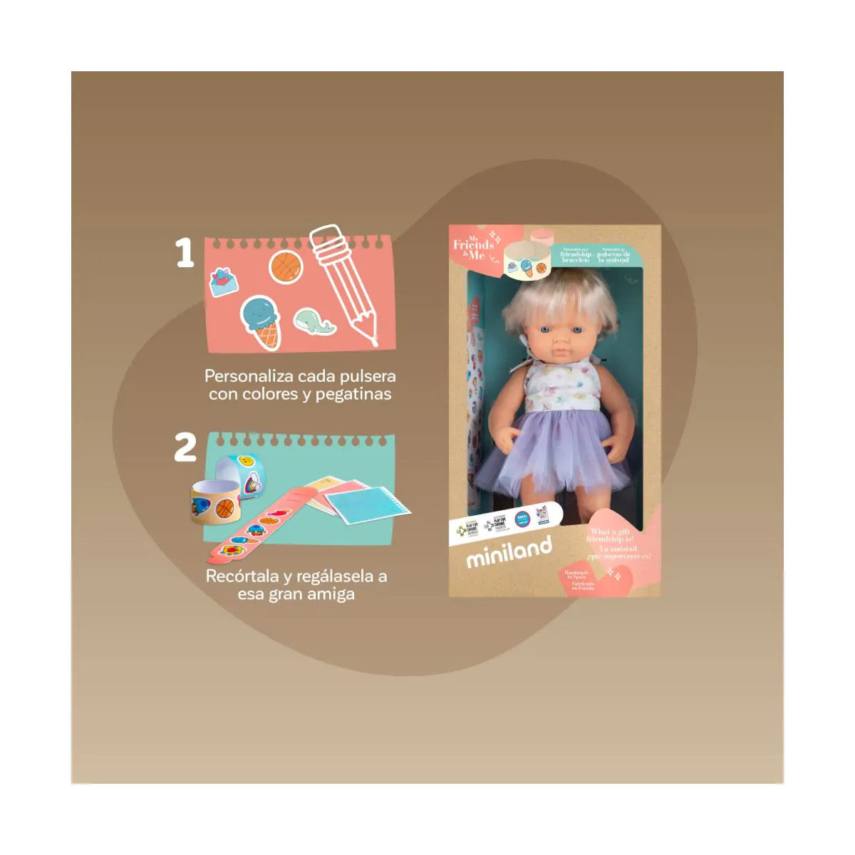 Miniland Doll 38cm - My Friends & Me - Blonde Caucasian Girl Baby Doll with Cochlear Implant