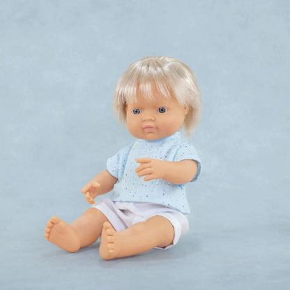 Miniland Doll 38cm - My Friends & Me - Blonde Caucasian Boy Baby Doll