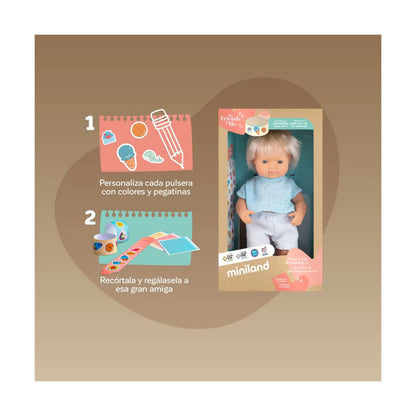Miniland Doll 38cm - My Friends & Me - Blonde Caucasian Boy Baby Doll