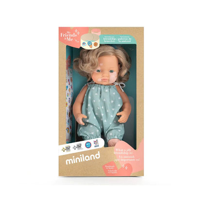 Miniland Doll 38cm - My Friends & Me - Dark Blonde Caucasian Girl Baby Doll with Vitiligo