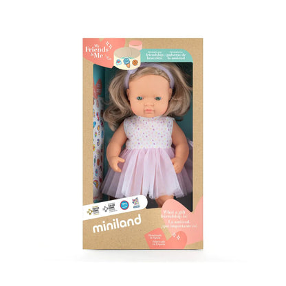Miniland Doll 38cm - My Friends & Me - Dark Blonde Caucasian Girl Baby Doll
