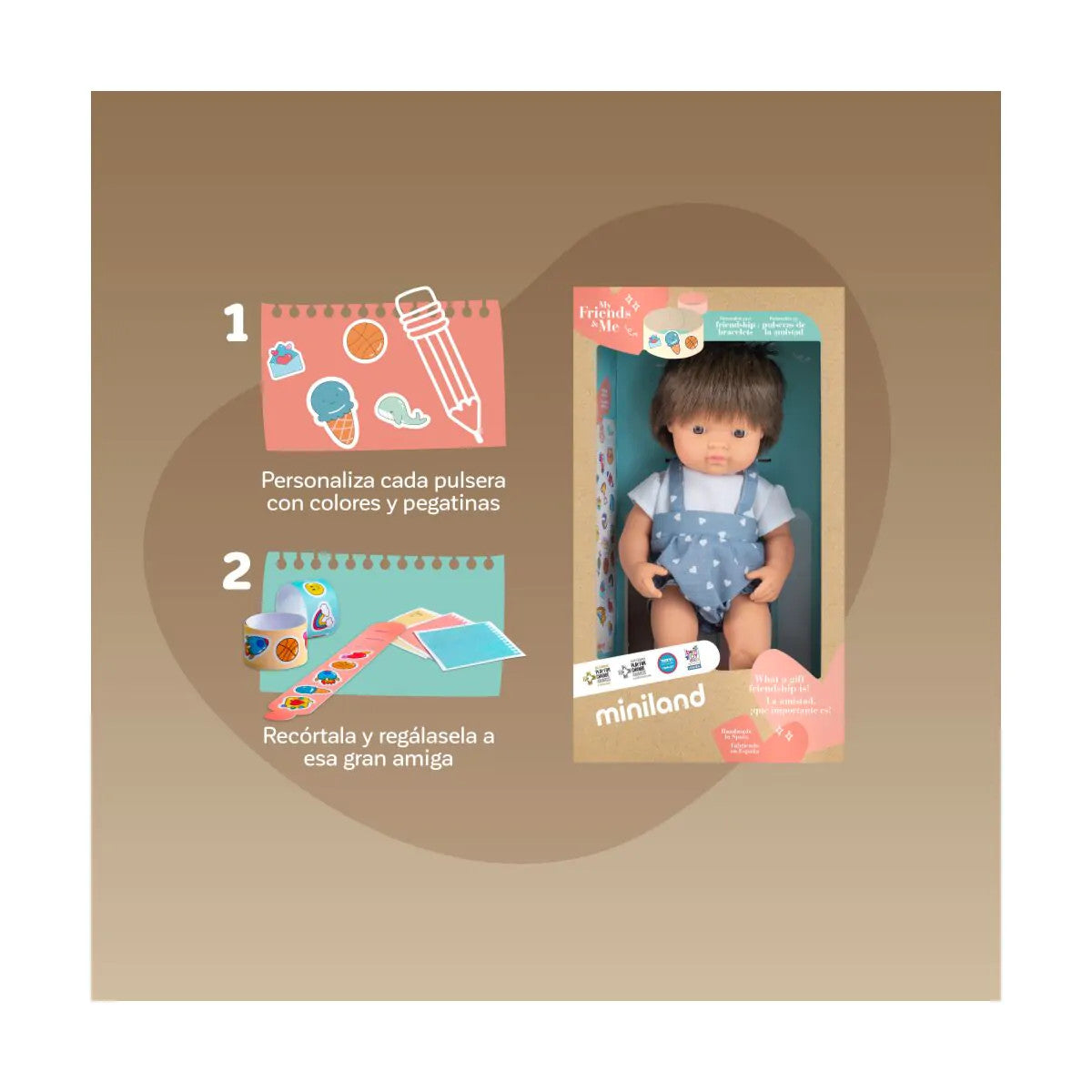 Miniland Doll 38cm - My Friends & Me - Brunette Caucasian Boy Baby Doll
