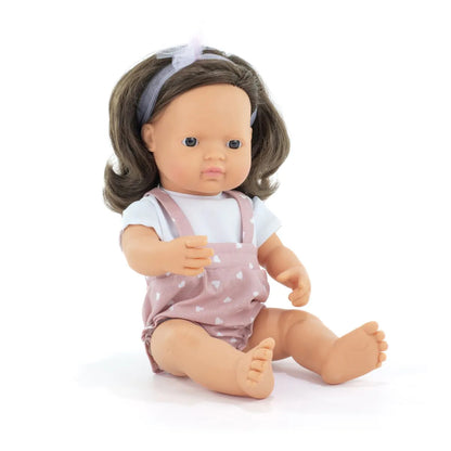Miniland Doll 38cm - My Friends & Me - Brunette Caucasian Girl Baby Doll